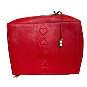 Éstee Lauder Red Cosmetic Travel Accessories Case Bag Carry On cards diamonds